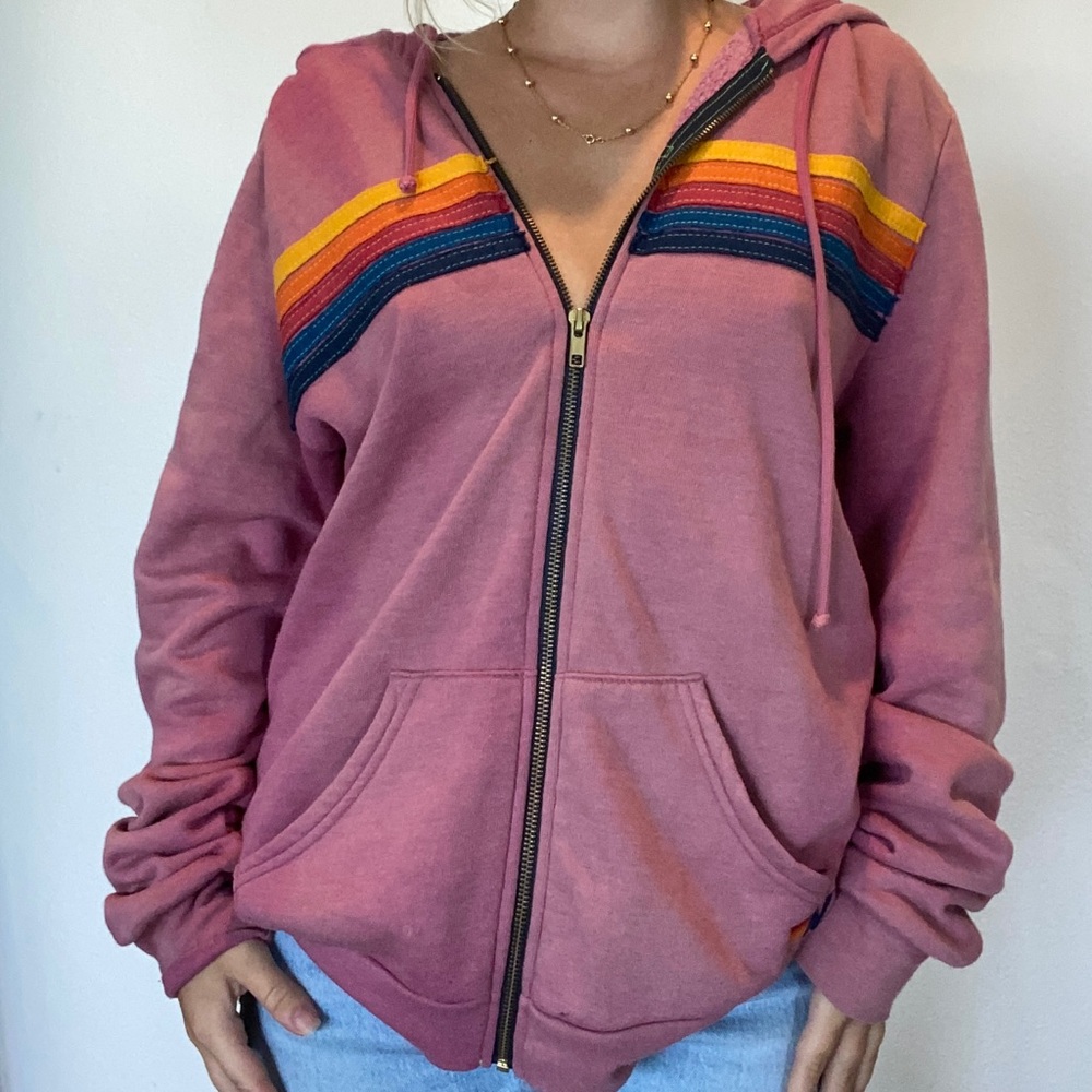 Aviator Nation Stripe Zip Hoodie